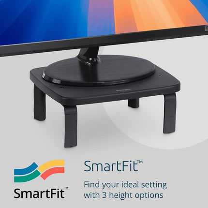 Kensington Monitor Stand - Small Ergonomic Screen Riser (W300 x D249 x H42 mm) with SmartFit System - Black (K52785WW)
