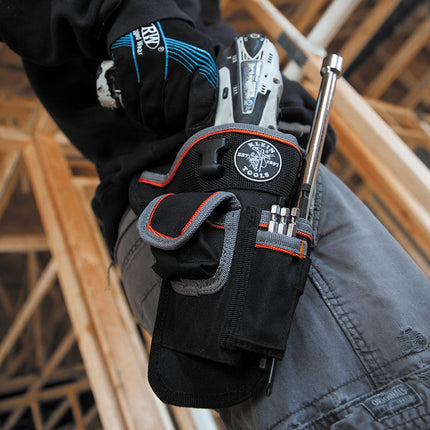 Klein Tools 5183 Tool Bag, Tradesman Pro Drill Pouch Made of 1680d Ballistic Weave, Drill Holster with Pockets for Tools and Drill Bits