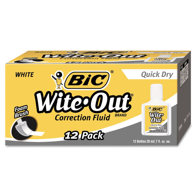 BIC - Correction Fluid, Quick Dry Formula, 20ml, W