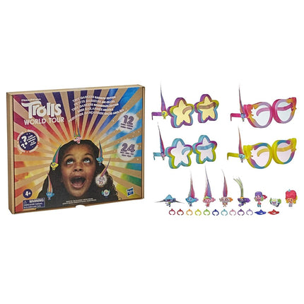 DreamWorks Trolls World Tour Tiny Dancers Rainbow Edition Pack with 12 Tiny Dancers Figures, 4 sunglasses, 10 small rings, 10 barrettes, Toy for Kids 4 and Up - Amazon Exclusive