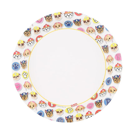 Assiettes jetables en carton avec motifs Emoji Pat' Patrouille de Glad for Kids – Anti-humidité, adaptées au micro-ondes, assiettes à goûter, vaisselle conviviale pour les enfants pour un usage quotidien, 17,7 cm, 20 unités (paquet de 10)