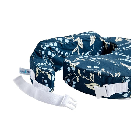 My Brest Friend Original Nursing Pillow for Breastfeeding, Nursing and Posture Support with Pocket and Removable Slipcover, Navy Bluebells