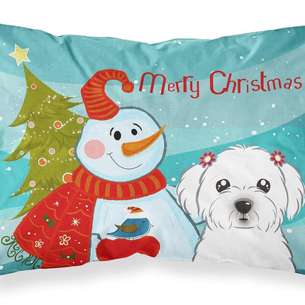 Caroline's Treasures BB1828PILLOWCASE Housse d'oreiller standard en tissu bonhomme de neige avec maltais, grande, multicolore