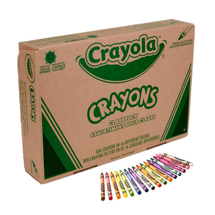 CRAYOLA Classpack, 800 Wax Crayons, 16 Assorted Colours, Bulk Pack for Schools and Classrooms, Art Supplies for Kids