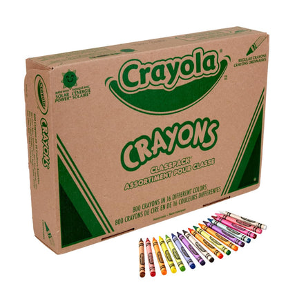 CRAYOLA Classpack, 800 Wax Crayons, 16 Assorted Colours, Bulk Pack for Schools and Classrooms, Art Supplies for Kids