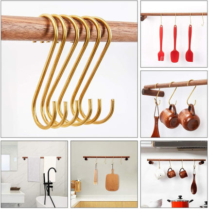 Run 10 Pieces Multipurpose Brass S Shaped Hooks Coat Clothes Storage Hangers Kitchen Pot Pan Racks