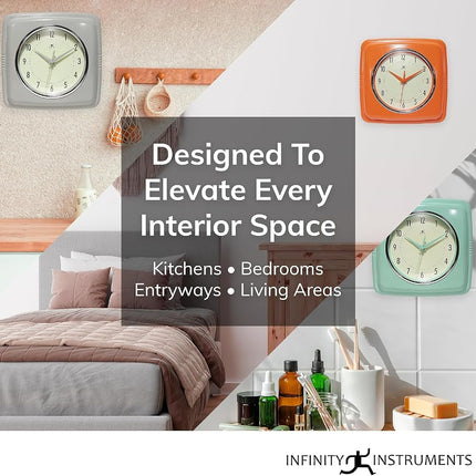 Infinity Instruments Square Retro Lavender Wall Clock 23.5cm