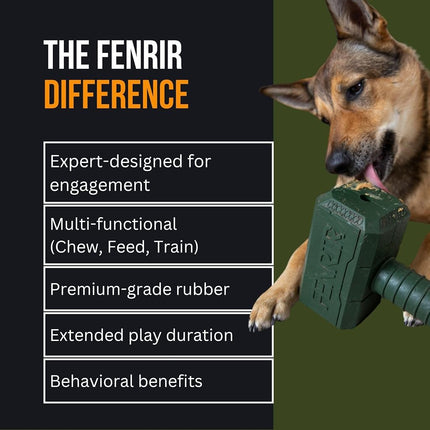 Fenrir Hammer Dog Chew Toy Strong Rubber Stuffable Enrichment Toy for Chewers (Yellow, Medium)