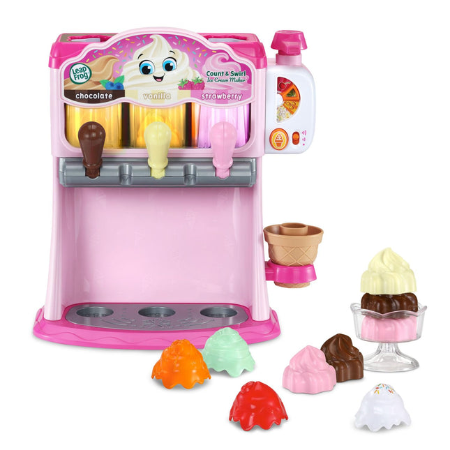 LeapFrog Count and Swirl Ice Cream Maker Playset for Kids Ages 2 Years and up, Pink