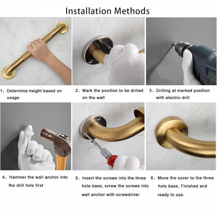 Rackickyer Shower Grab Bar, 2 Pack 32 Inch Gold Bathroom Bar, 1.25" Diameter 304 Stainless Steel Anti-Slip for Bathtubs and Showers, Handicap Support for Seniors Elderly