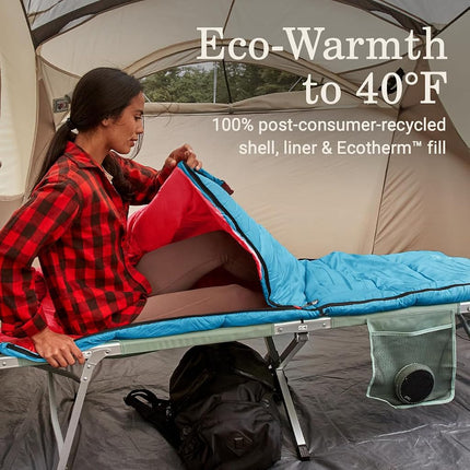 Coleman Flatlands 30/40/50�F Adult Sleeping Bag, Made from 100% Recycled Material, Big & Tall Options, Cool-Weather Sleeping Bag