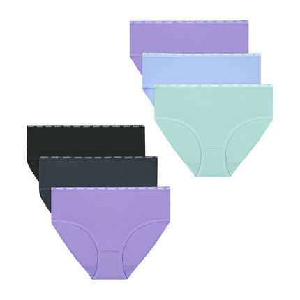 Culottes extensibles respirantes Hanes Big Moves pour filles, sous-vêtements pour adolescentes, X-Temp, anti-humidité, lot de 6, violet/bleu/menthe/noir/gris, 8