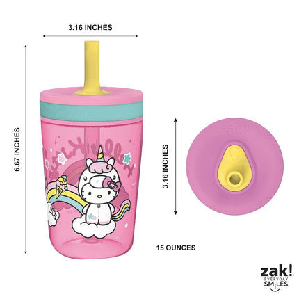 Zak Designs Hello Kitty Kelso 15oz Leak-Proof Toddler Straw Cups, 2-Pack