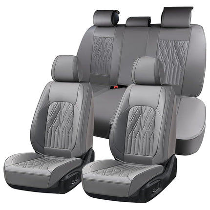 Huidasource Leather Seat Covers Full Set, Waterproof Truck Seat Cover for Sedan SUV Pickup Truck, Universal Fit for BMW for Buick for Subaru for Lexus for Volvo(Full Set/Gray)
