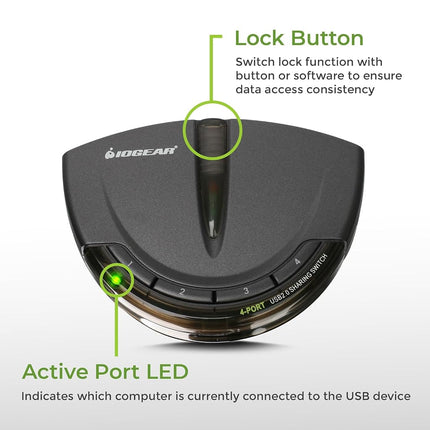 IOGEAR 4-Port USB 2.0 Automatic Printer Switch, GUB431