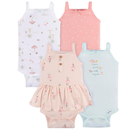Gerber Baby Girls Multi-pack Sleeveless Onesies Bodysuit, Pink Flamingo, 12 Months
