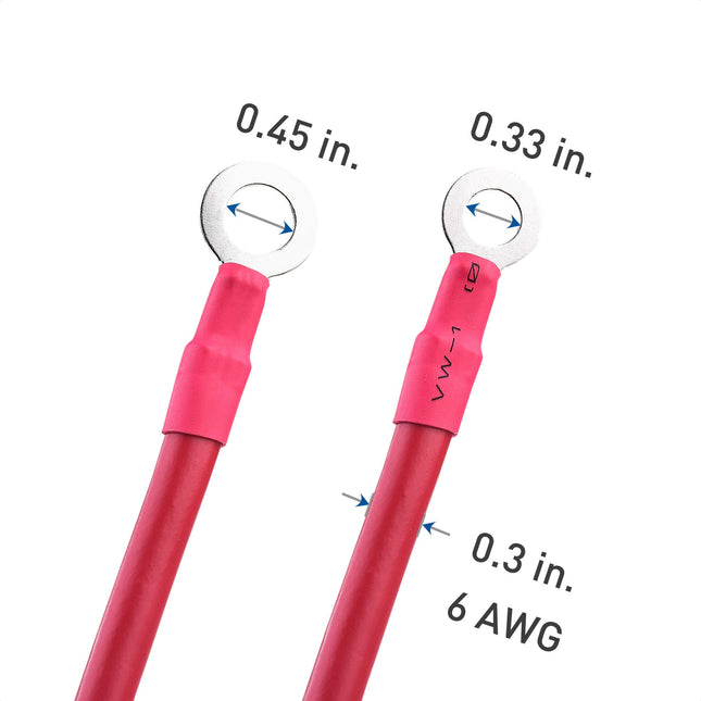 Cable Matters Cable de batería de 5 AWG Cable de alimentación para inversor con cobre sin oxígeno, 0,6 metros - Negro + Rojo, juego de 2 piezas
