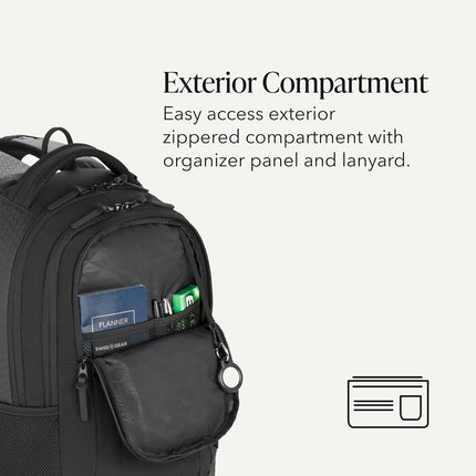 SWISSGEAR Cecil Laptop Backpack Fits up to 16-Inch Laptop, Daypack for Travel and Work, Black Hex, 18-Inch