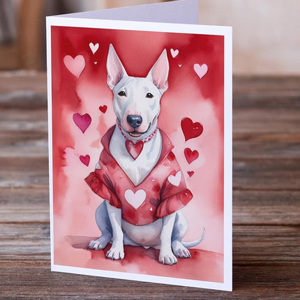 Caroline's Treasures DAC5303GCA7P Bull Terrier My Valentine Greeting Cards Pack of 8 Blank Cards with Envelopes Whimsical A7 Size 5x7 Blank Note Cards