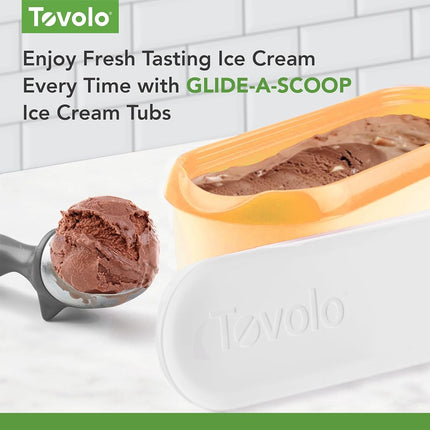 Tovolo Glide-A-Scoop Reusable Ice Cream Tub, Sunburst – Airtight BPA-Free Ice Cream Container for Homemade Ice Cream, Compact Freezer Storage, Dishwasher Safe (1.5 Quart)