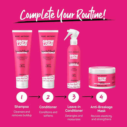 (Shampoo + Conditioner) - Marc Anthony Grow Long Biotin Shampoo and Conditioner Gift Set, Vitamin E and Caffeine, Sulphate Free, Colour Safe Curly Hair & Dorm Room Essential for Women, Basic, 497ml