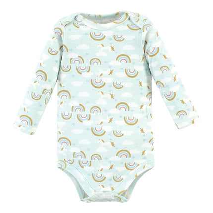 Hudson Baby Unisex Baby Cotton Long-Sleeve Bodysuits, Magical Rainbow 5-Pack, Newborn, Magical Rainbow 5-pack, Newborn