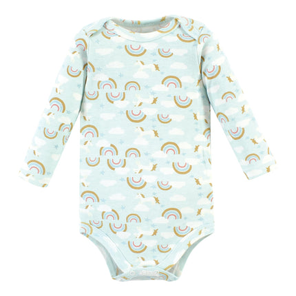 Hudson Baby Unisex Baby Cotton Long-Sleeve Bodysuits, Magical Rainbow 5-Pack, Newborn, Magical Rainbow 5-pack, Newborn