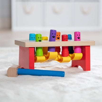 Melissa & Doug Deluxe Pounding Bench | Wooden Developmental Toy | Motor Skills | Problem Solving | 2+ | Gift for Boy or Girl