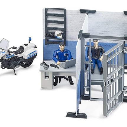 bworld Set Police Station w Police Motorbike