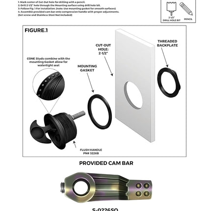 Whitecap T-Handle Latch - Nylon Black/Black - Locking