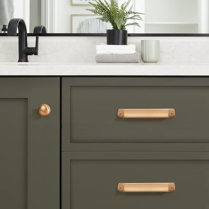 khtumeware 6 Pack 7"(178mm) Champagne Bronze Drawer Pulls Cabinet Bin Cup Pulls Kitchen Hardware Satin Brass Cabinet Handles Drawer Handles Knobs