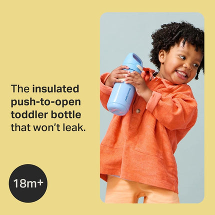 Tommee Tippee Insulated Flip Top Sporty Spill-Proof Toddler Water Bottle for 18 Months+, 11oz, Push-to-Open Lid Helps Keep Spout Clean, Pack of 2, Blue and Red