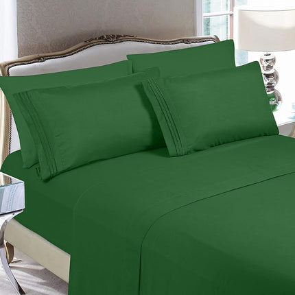 Elegant Comfort Luxury Soft Bed Sheets 1500 Premium Hotel Quality Microfiber Softness Wrinkle and Fade Resistant (6-Piece) Bedding Set, Full, Hunter Green