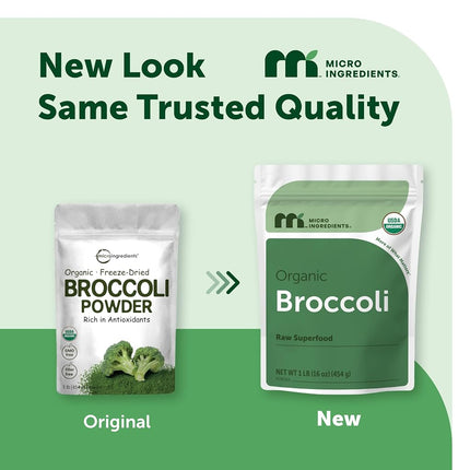Micro Ingredients Organic Broccoli Powder, 1 lb | Raw Broccoli Powder | for Smoothies, Drinks & Recipes | USDA Organic, Non-GMO, Gluten Free, Vegan Friendly