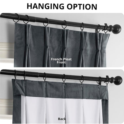 HPD Half Price Drapes Velvet Blackout Curtains/Drapes - 120 Inches Long 1 Panel Blackout Curtain Signature Pleated for Living Room & Bedroom - 25W X 120L, Distance Blue Grey