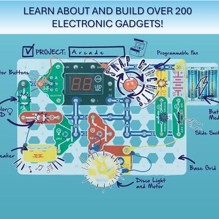 Snap Circuits Arcade Electronics Exploration Kit | Over 200 STEM Projects | 4-Color Project Manual | 20+ Build and Play Games | 35+ Snap Modules | Unlimited Fun