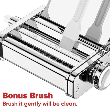Pasta Attachment for Kitchenaid Stand Mixer, All Metal Pasta Maker Kitchenaid Attachment, Included Pasta Sheet Roller, Spaghetti Cutter, Fettuccine Cutter Maker Accessories and Cleaning Brush