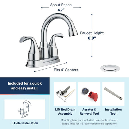 MOEN Idora 4 in. Centerset 2-Handle Bathroom Faucet in Chrome
