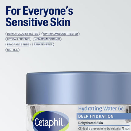 Cetaphil Deep Hydration Water Gel Face Moisturizer, Dry Skin, 1.7 oz