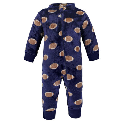 Grenouillères en peluche Hudson Baby pour bébés filles, ballon de football bleu, 3-6 mois
