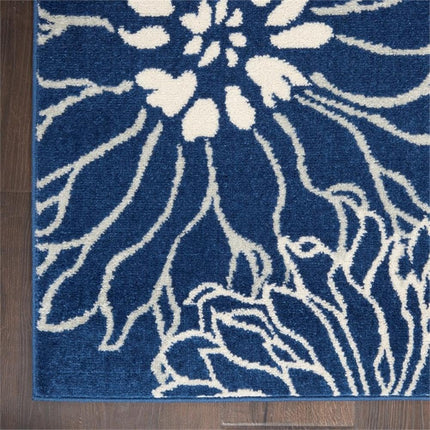 Nourison Home Passion 6' Runner Navy Ivory Fabric Contemporary Area Rug (6' Runner)