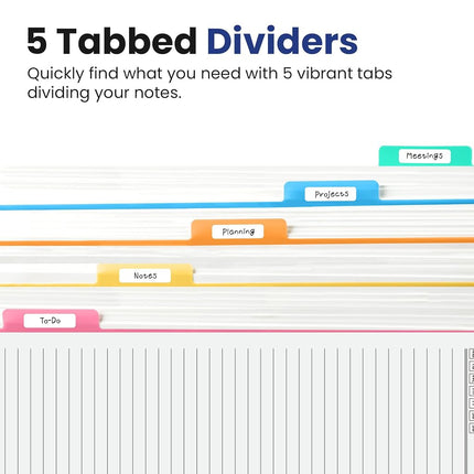 Taja Spiral Notebooks for Work 5 Subject Notebook with Removable Dividers