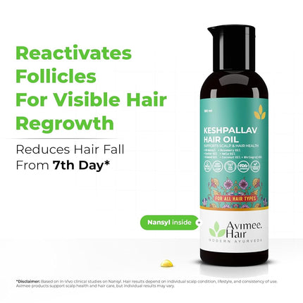 AVIMEE HERBALKeshpallav Hair Oil For Men & Women | Promotes Hair Growth & Reduces Hair Fall | With Rosemary, Castor, Amla, Coconut and Bhringraj Oil | Mineral Oil Free (Pack of 2)