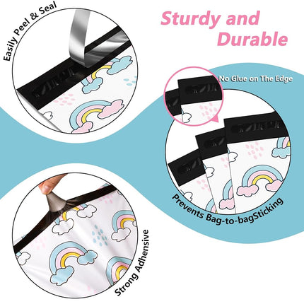 Poly Mailers 10x13 Inch 100 Pcs - Rainbow Printed Shipping Bags, 2.4mil Thickness, Waterproof and Tear Resistant Mailing Envelopes, Self-Sealing Packaging Bags for Small Business