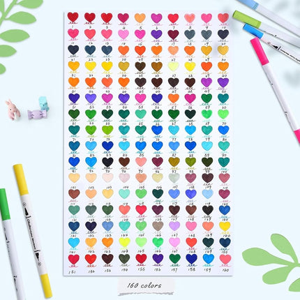 Ohuhu Colouring Pens 160 Fineliner & Brush Water-Based for Art Colouring