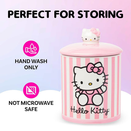 Silver Buffalo Sanrio Hello Kitty Pink Ceramic Cookie Snack Jar (Medium)