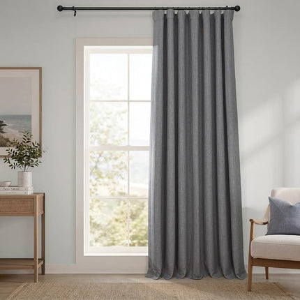 HPD Half Price Drapes BOCH-LN185-P Faux Darkening Curtains-108 Inches Long Extra Wide Luxury Linen Curtains for Bedroom & Living Room (1 Panel), 100W x 108L, Blazer Grey