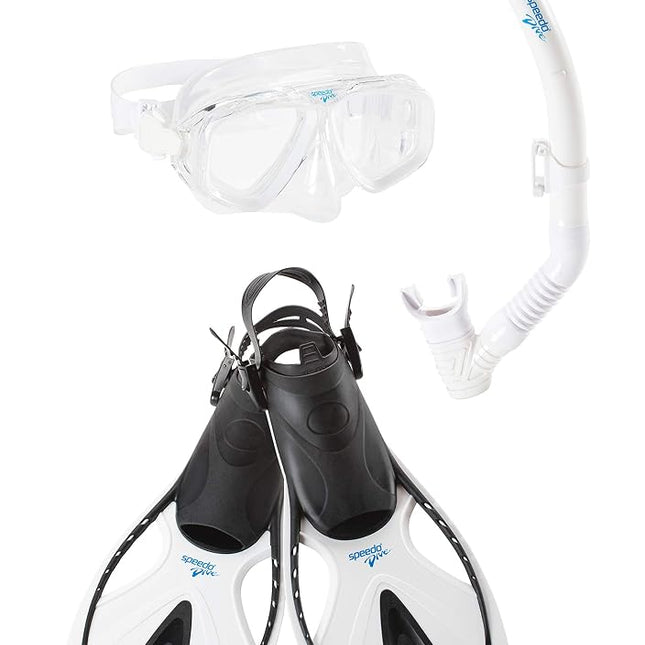 Speedo Unisex-Adult Swim Snorkel Dive Mask Anti-Fog with Nose Cover Adventure Series, MSF Black SIOC, Small/Medium