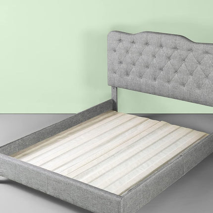 Zinus Annemarie Somier de listones de madera maciza / Cubierto de tela / Base de plataforma, King
