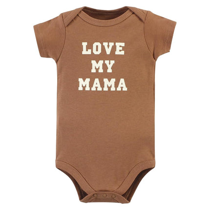Hudson Baby Unisex Baby Cotton Bodysuits, Brown Navy Mamas Boy 3-Pack, 9-12 Months, Brown Navy Mamas Boy 3-pack, 9-12 Months
